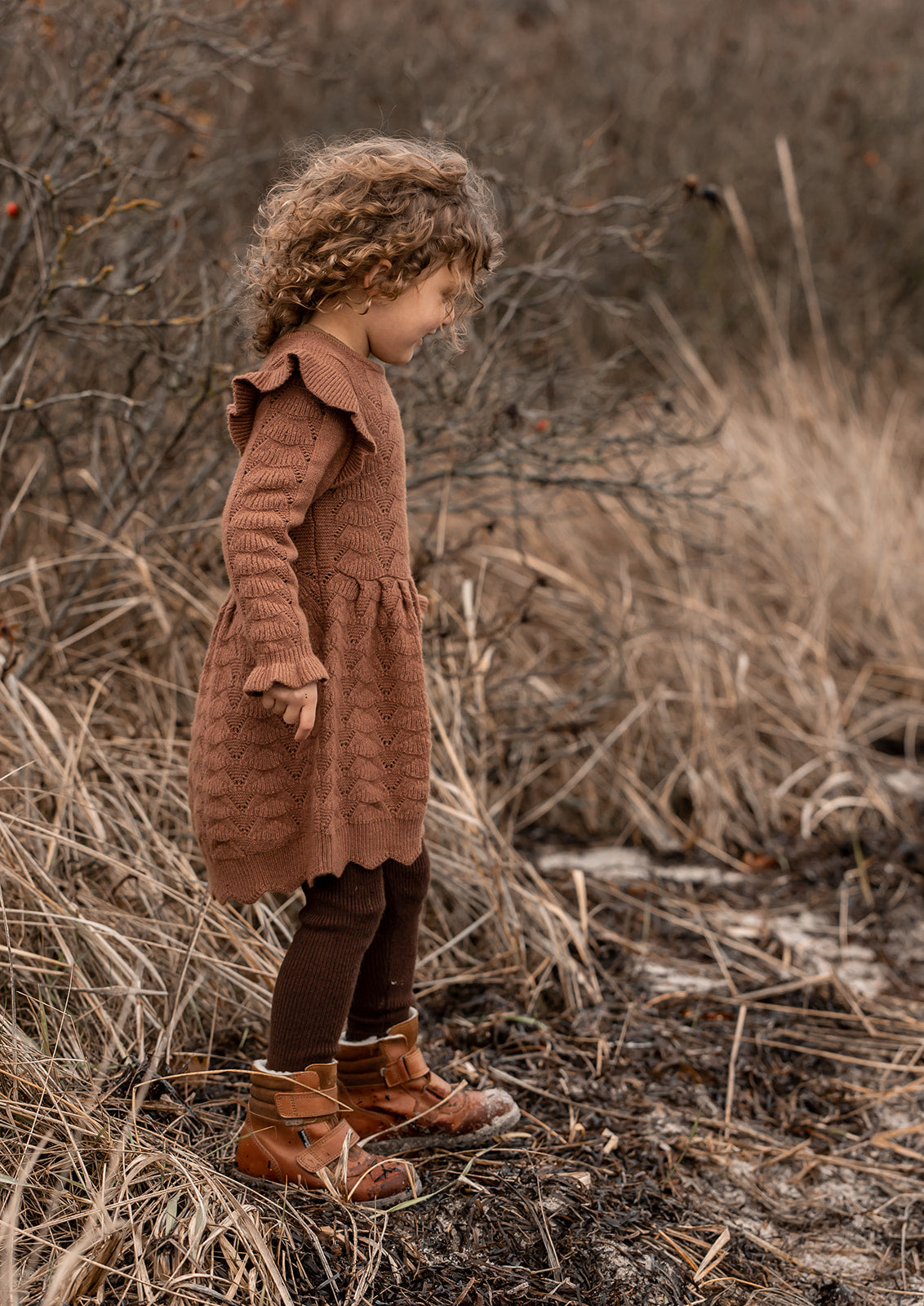 benna new ruffle dress | carob brown