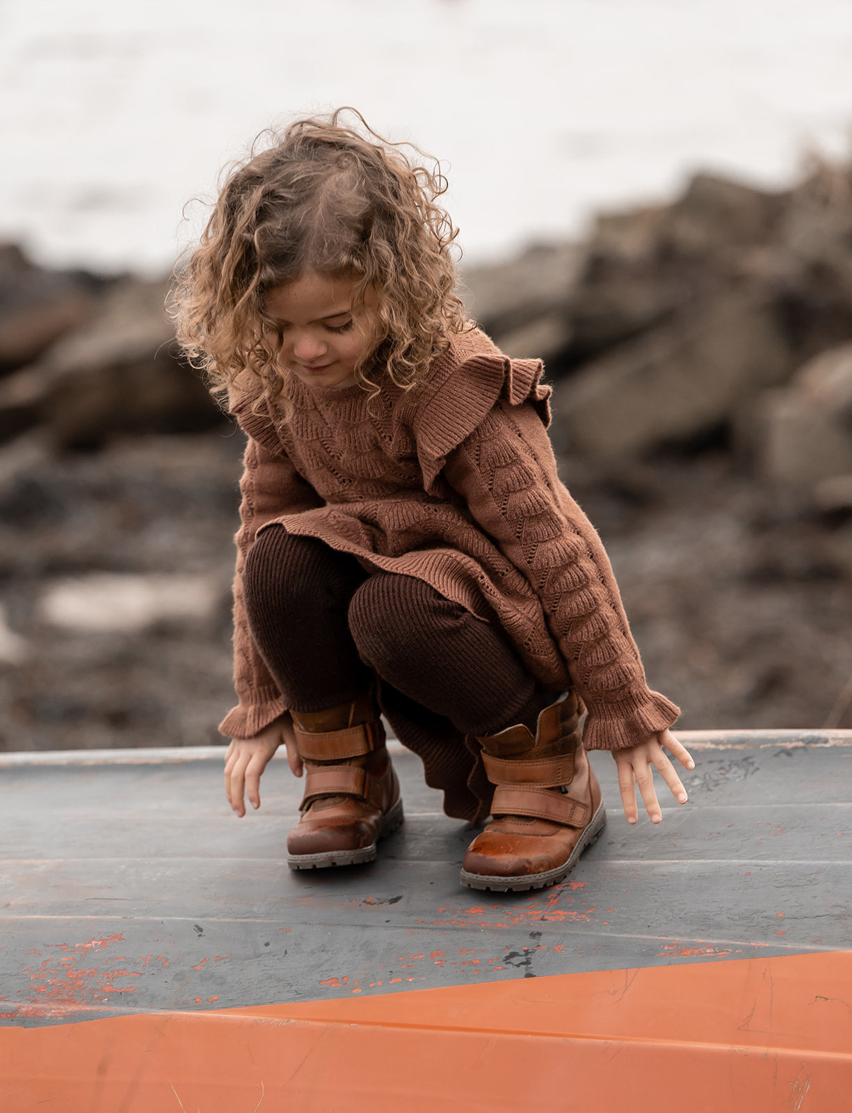 benna new ruffle dress | carob brown