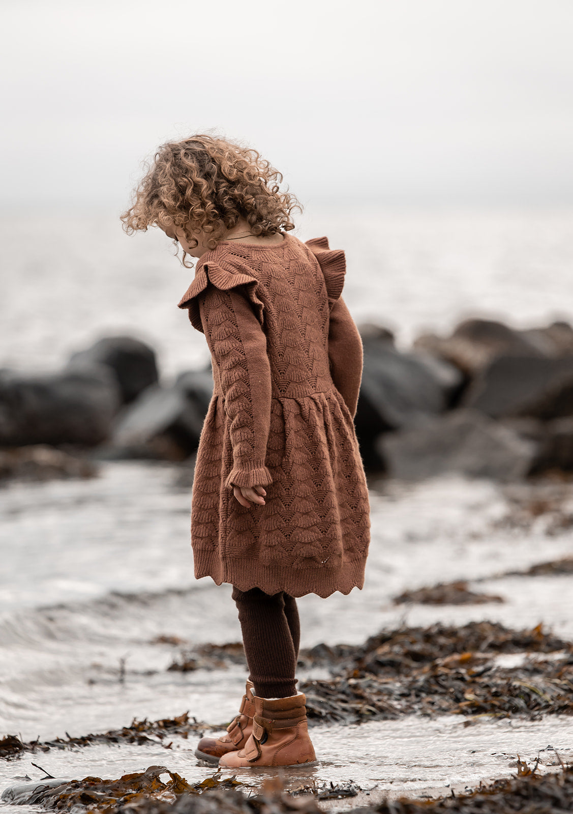 benna new ruffle dress | carob brown