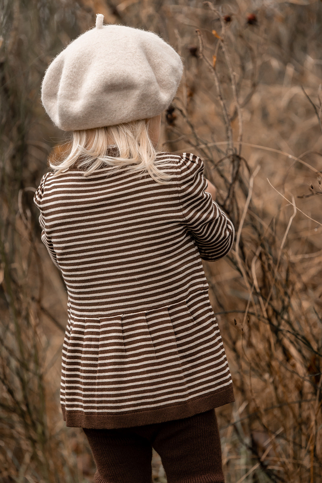 favo peplum blouse | chicory coffee w. sand stripes