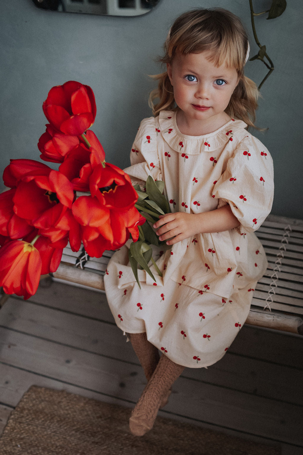 flower ss ruffle dress | sandshell