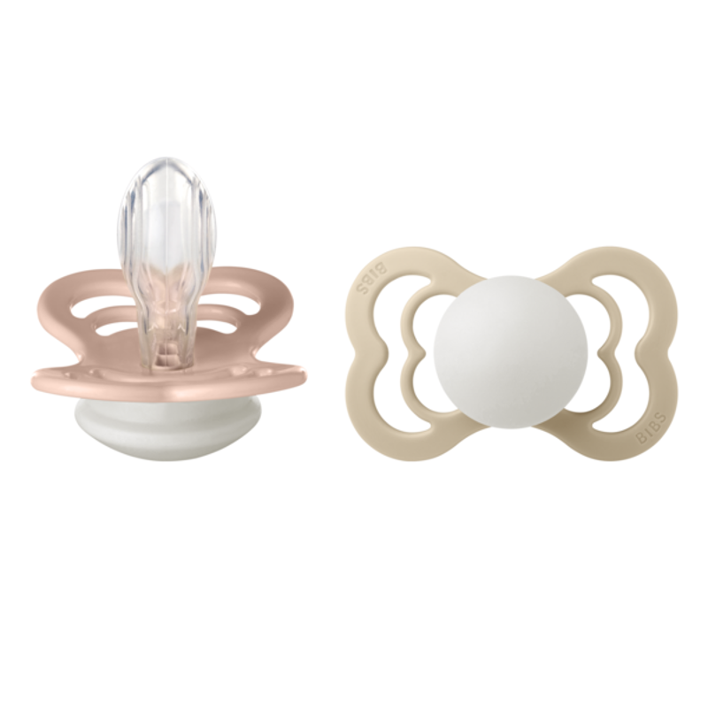 Bibs Supreme Glow snuð 2stk | Blush/Vanilla | stærð 1 - Silicon