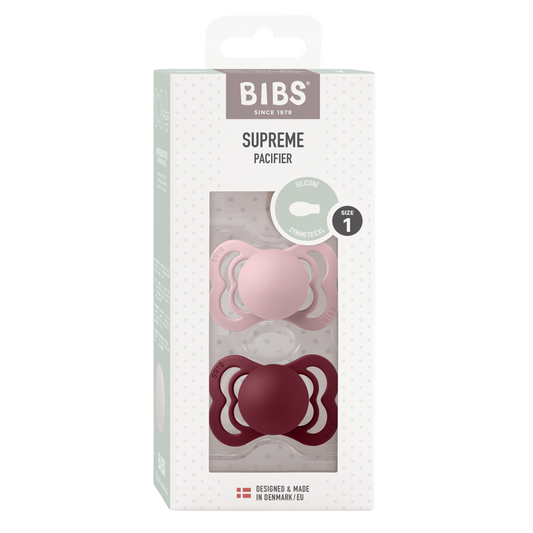 Bibs Supreme snuð 2stk |  Pink Plum / Elderberry | stærð 1 - Silicon