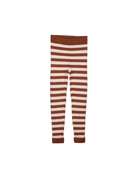 benna rib leggin | carob brown/peach whip striped