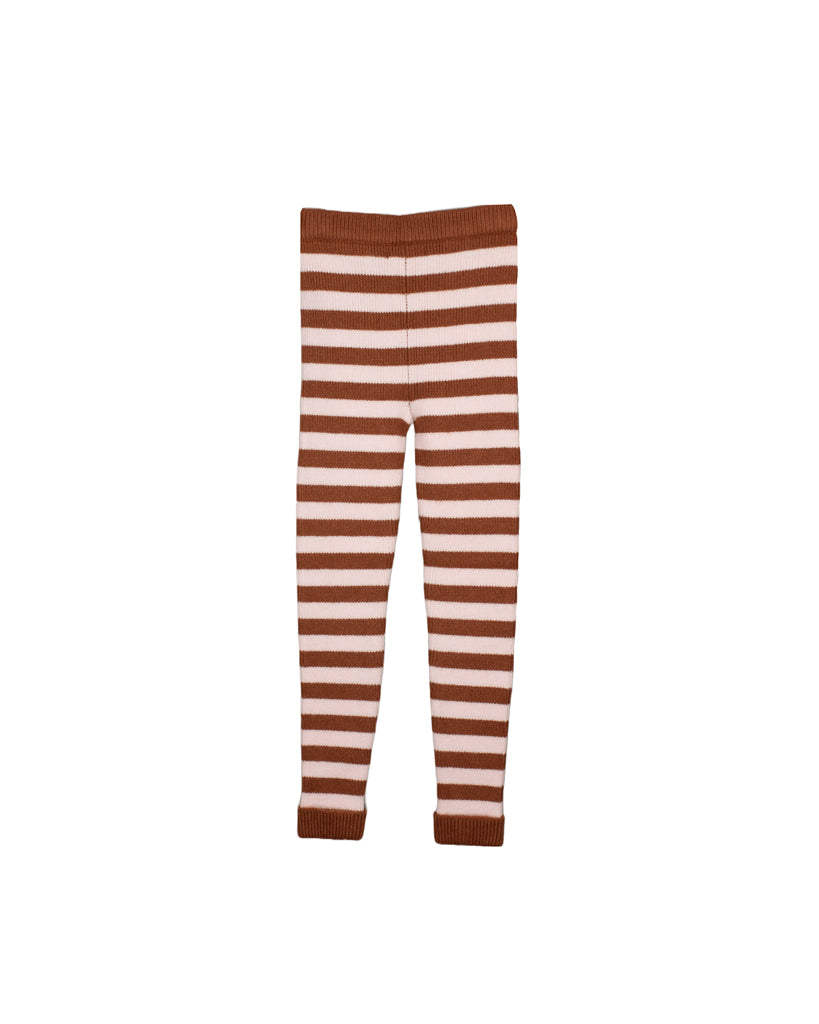 benna rib leggin | carob brown/peach whip striped