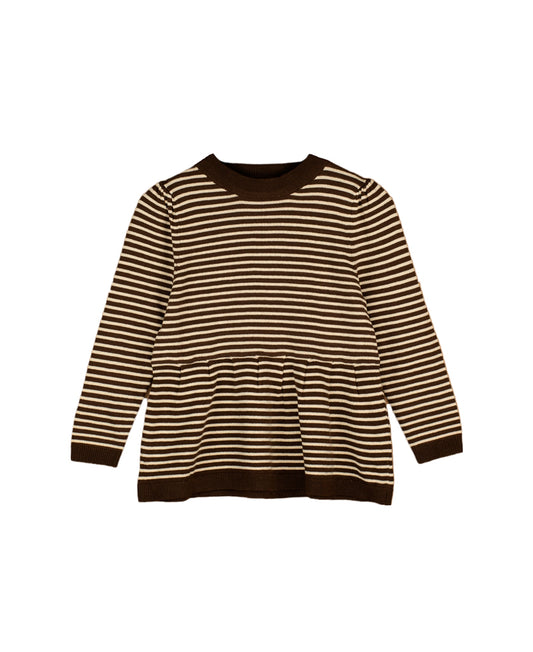 favo peplum blouse | chicory coffee w. sand stripes