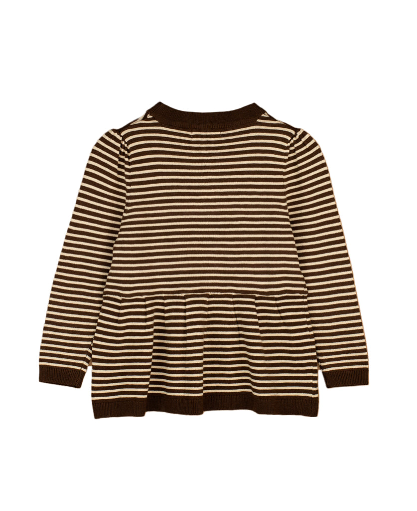 favo peplum blouse | chicory coffee w. sand stripes