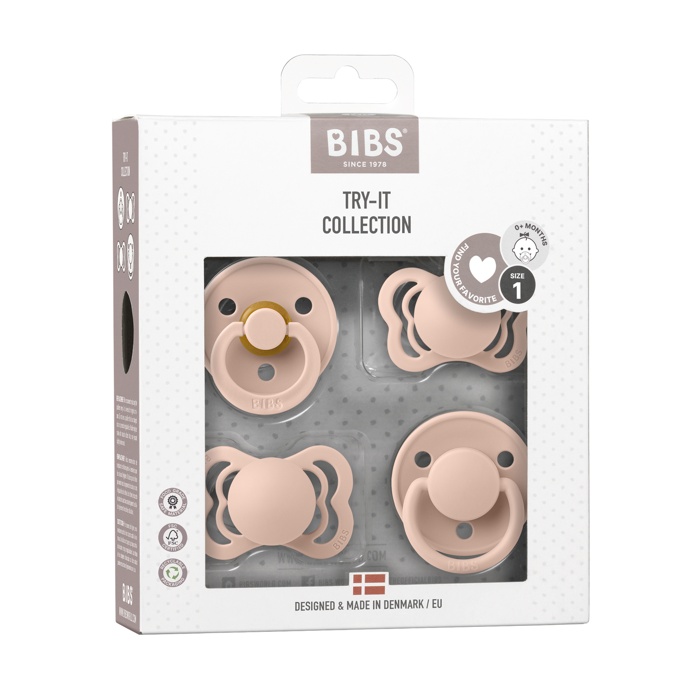 bibs try-it collection snuð 4stk | blush