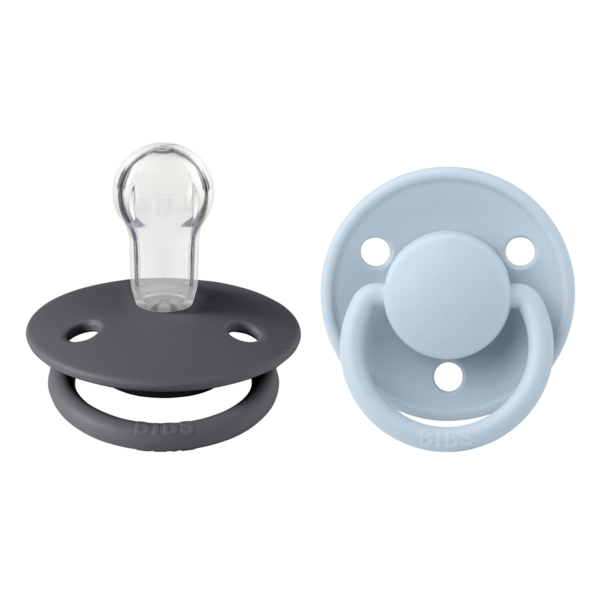 bibs de lux snuð 2stk | iron & baby blue | one size - silicone